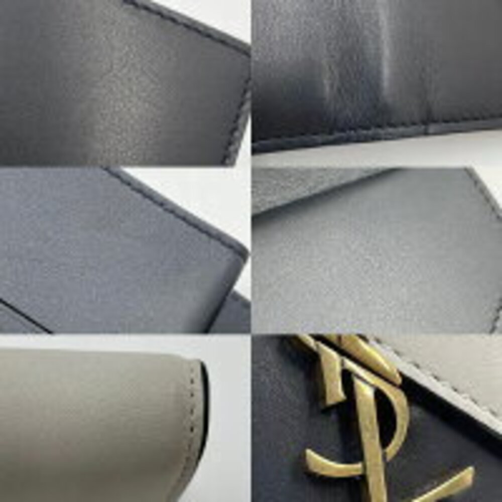Saint Laurent Paris Jamie Fold Wallet Two Tone Zipper YSL Logo Black - Picture 6 of 7